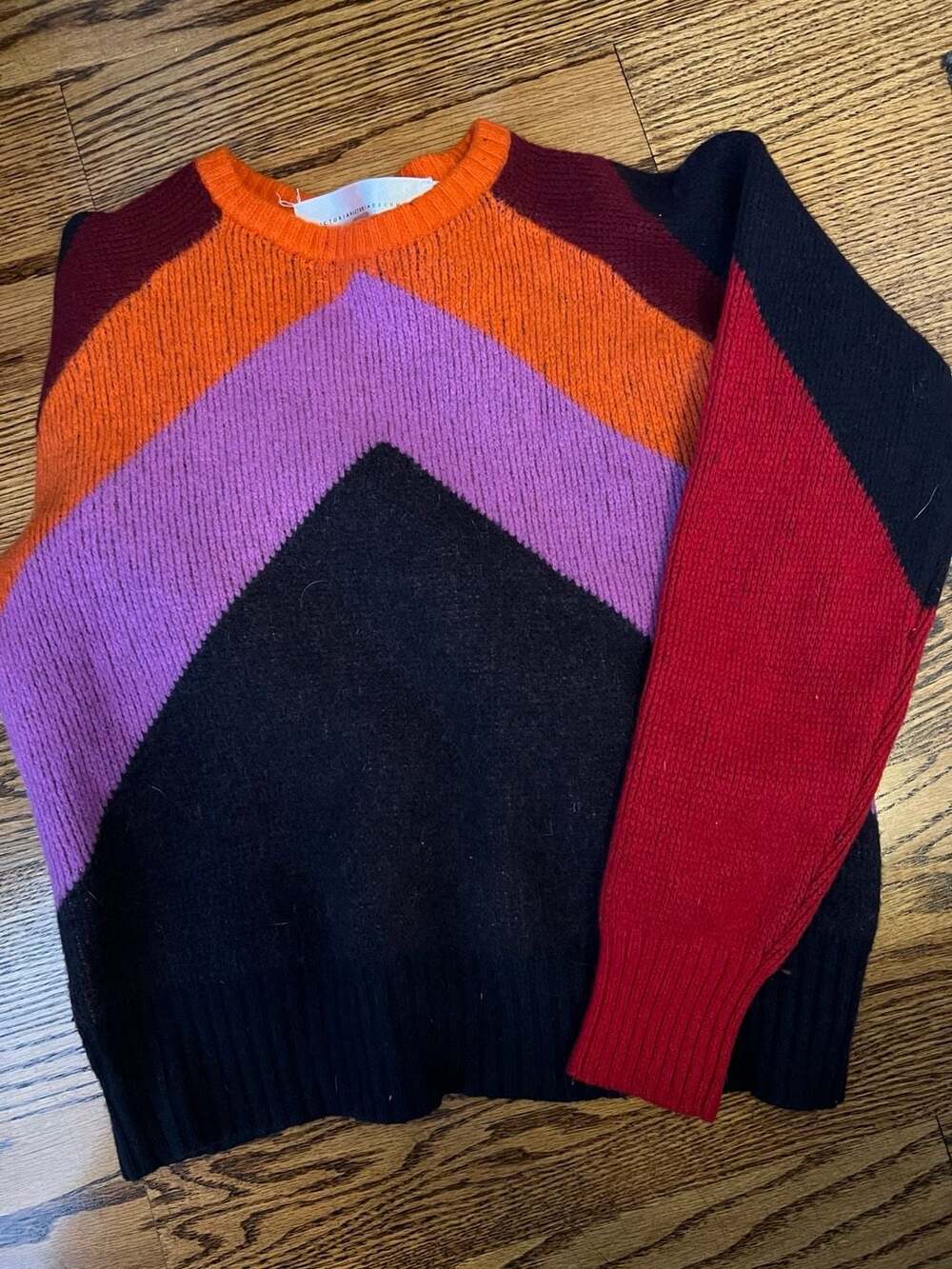 Victoria Victoria Beckham Intarsia Chevron Multi-Color Sweater
